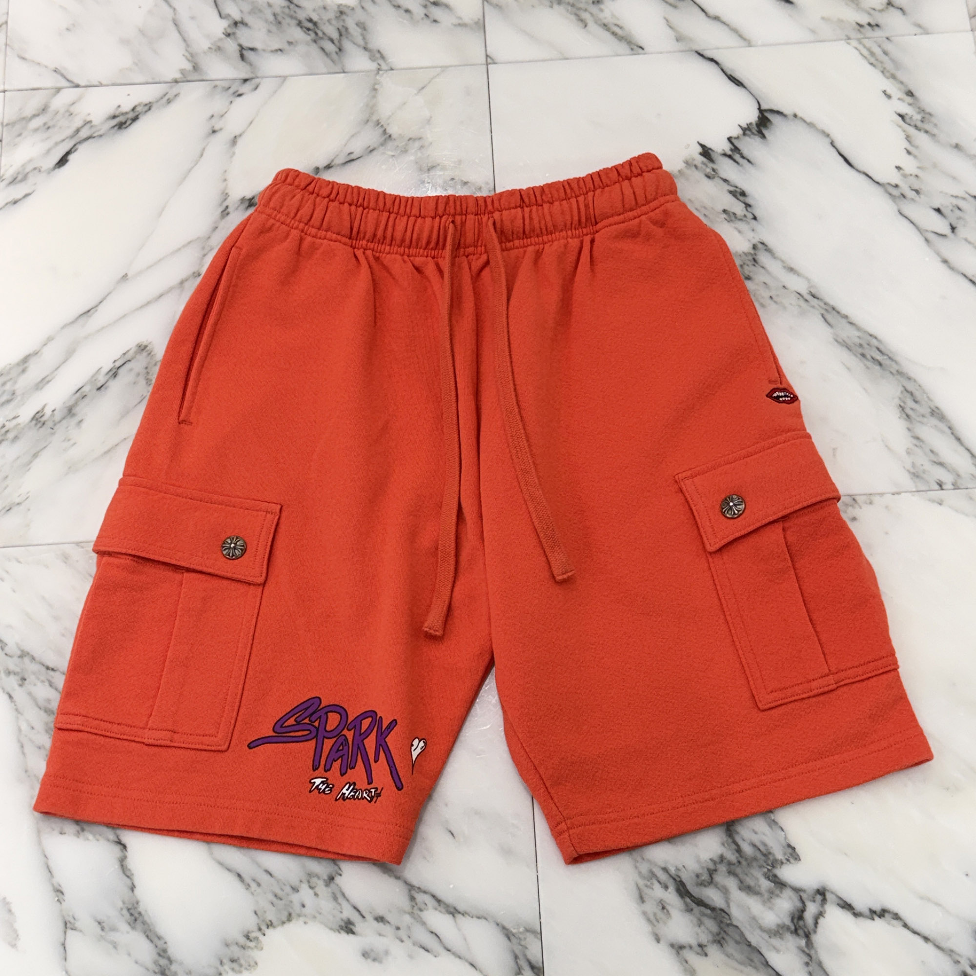 CHROME HEARTS × MATTY BOY 2023SS Sadistic Lipstick Half Pants Size S クロムハーツ×マッティボーイ サディ突っ支い棒 口紅 二分の一ズボン下 さる股引き クロスボール チョンパー刺・墸 赤いこと×マルチ色合い 大きさS【260603】【中古-A】