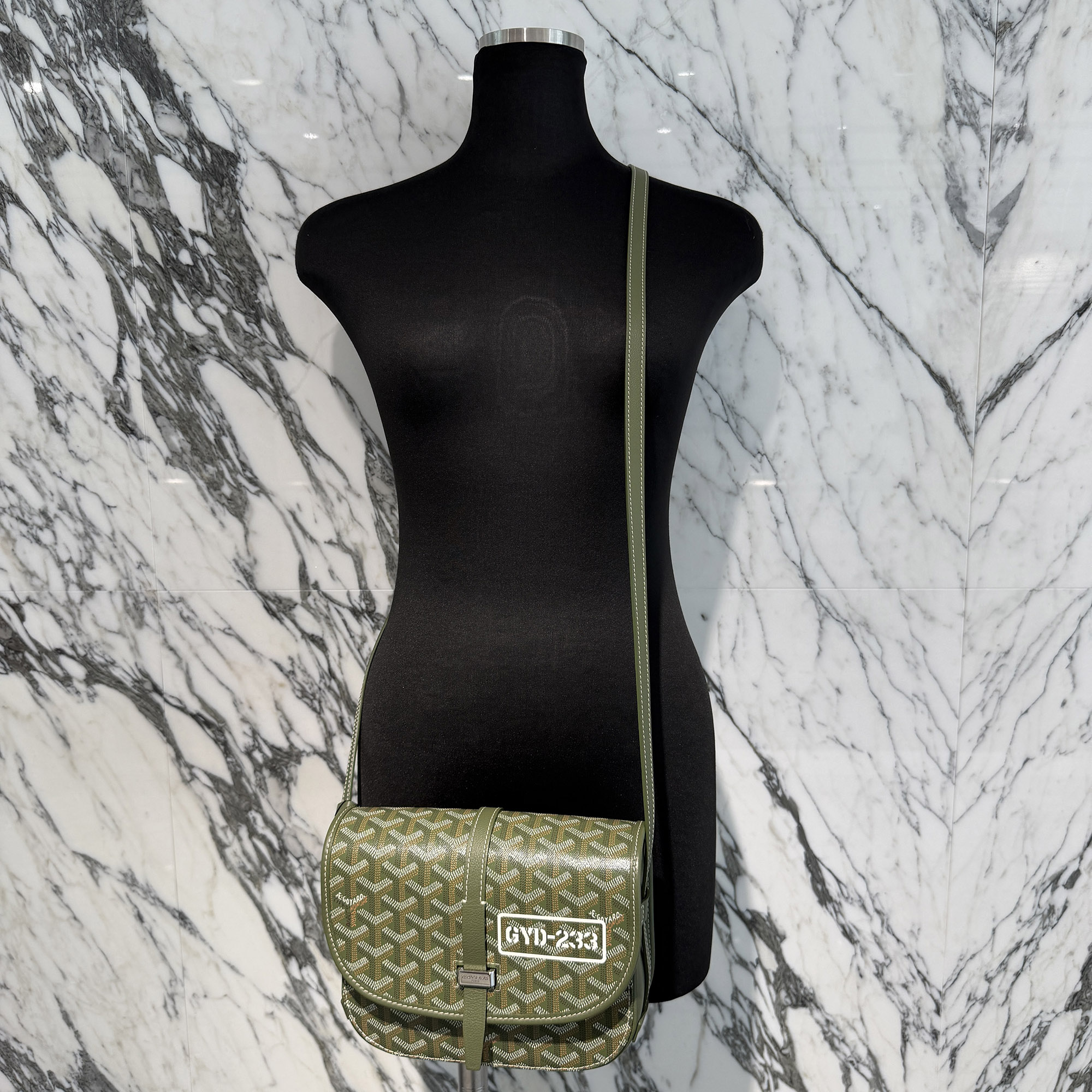 GOYARD 2025SS ARMY GREEN HAND PAINTED Belvedere PM Shoulder Bag BELGYDPMLTY29CG29P ゴヤール アーミーグリーン ハンドペイント ベルヴェデーレ PM ショルダーバッグ 鞄 ヘリンボーン 総柄 ゴヤールディンキャンバス パラジウム カーキ PM【260613】【中古-A】|メメントスオンライン店