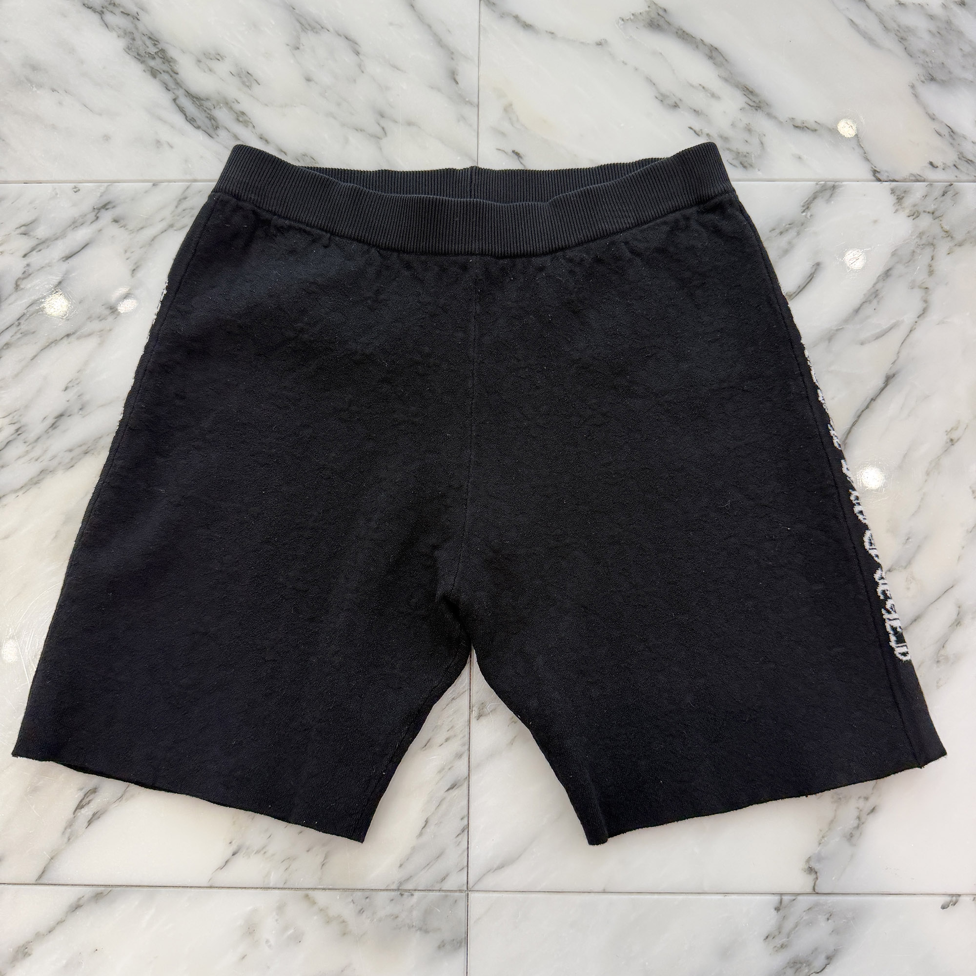 CHROME HEARTS Y NOT Cross Pattern Slide Script Logo Shorts Size M クロムハーツ ワイノット クロスパターンスライドスクリプトロゴショーツ 総柄 レディースクロム ウェストゴム ロゴプリント ブラック&times;ホワイト サイズM【260619】【中古-A】｜メメントスオンライン店