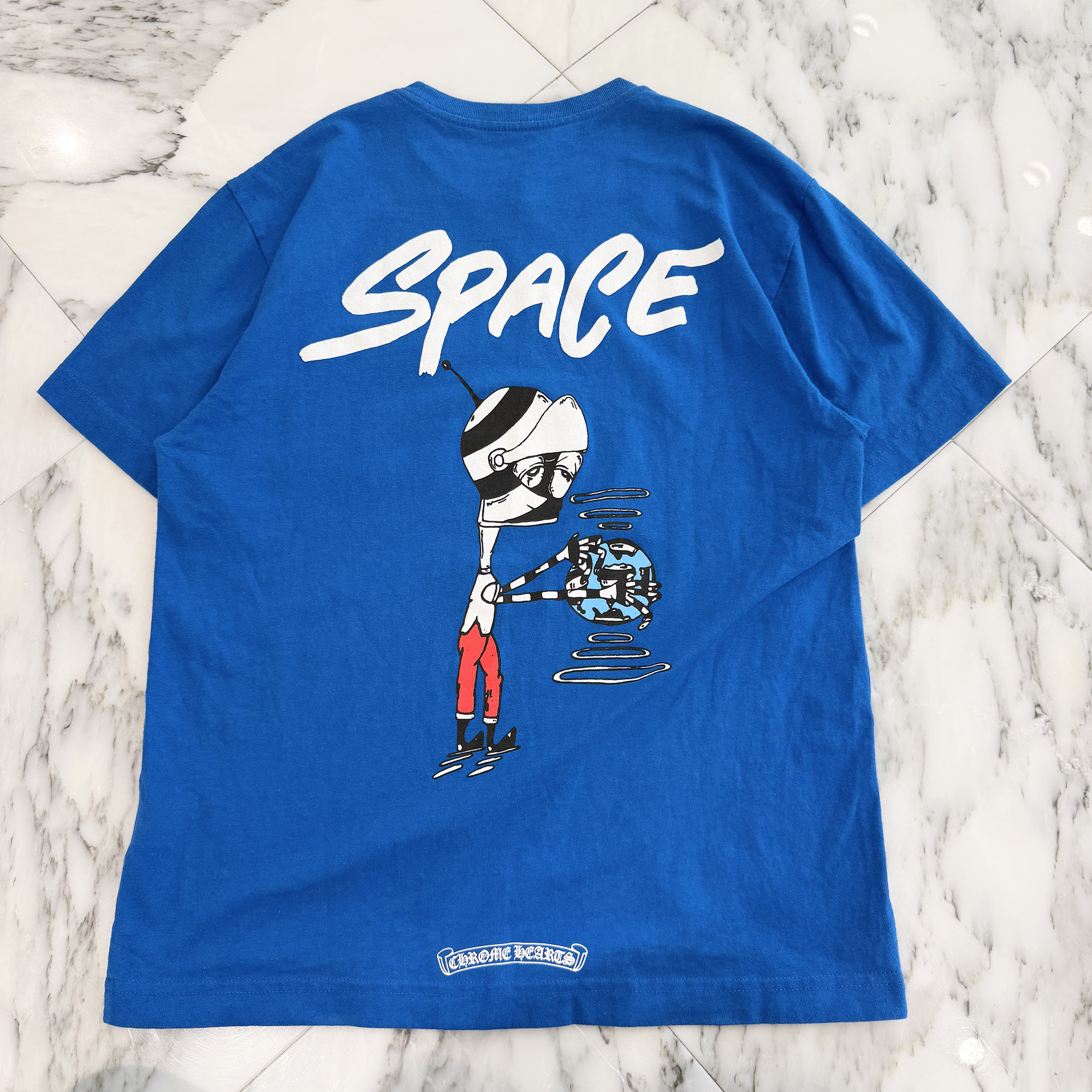 CHROME HEARTS &times; MATTY BOY PPO SPACE Tee Size S クロムハーツ&times;マッティボーイ プロ スペース Tシャツ 半袖カットソー 半袖シャツ ブルー&times;マルチカラー サイズS【260711】【中古-A】｜メメントスオンライン店 160,000円