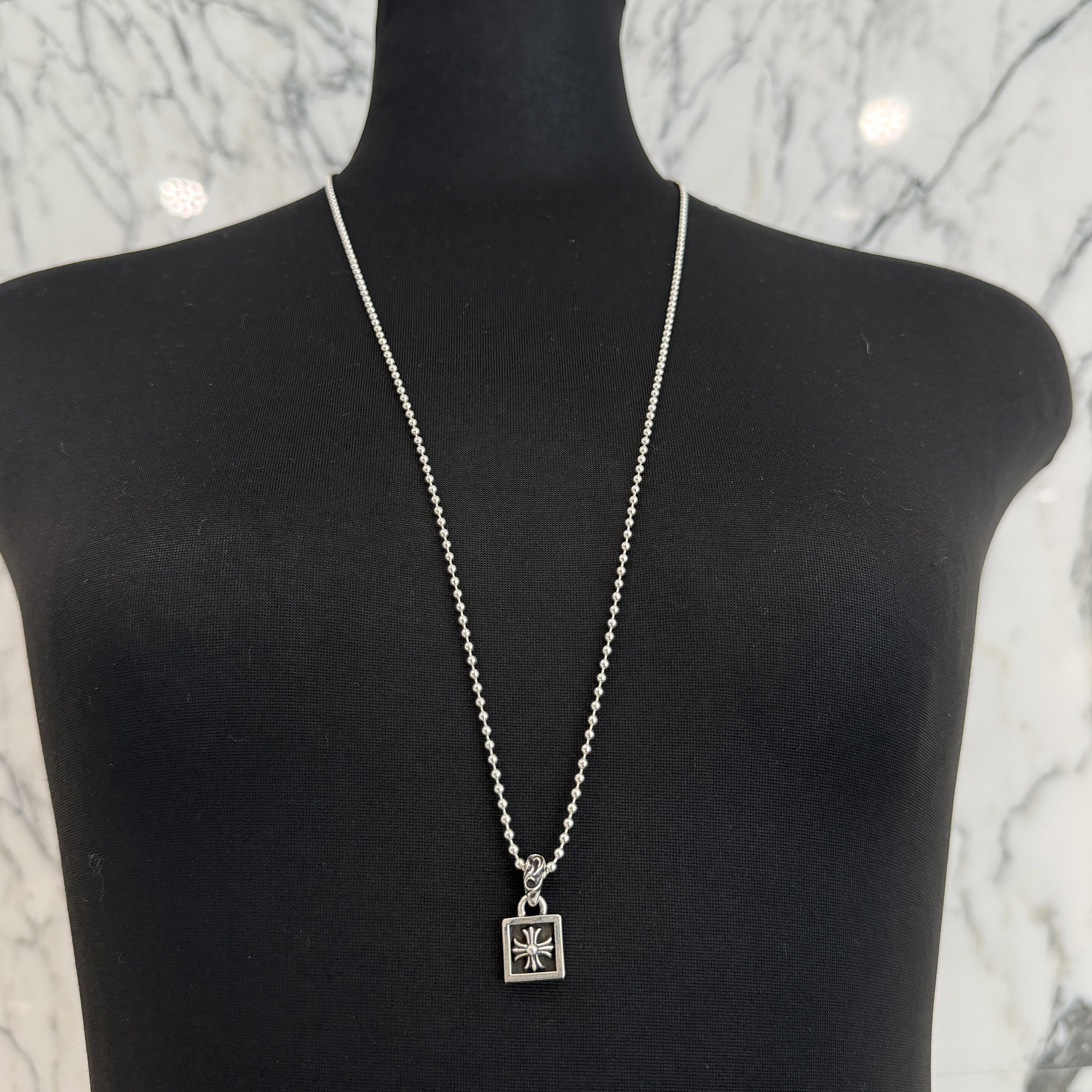 CHROME HEARTS FRAMED CH PLUS Pendent Top & Ball Chain クロムハーツ フレームド CHプラス ペンダントトップ&ボールチェーン アクセサリー ネックレストップ ボールチェーン付属 シルバー925 シルバー【260720】【新古品】|メメントスオンライン店