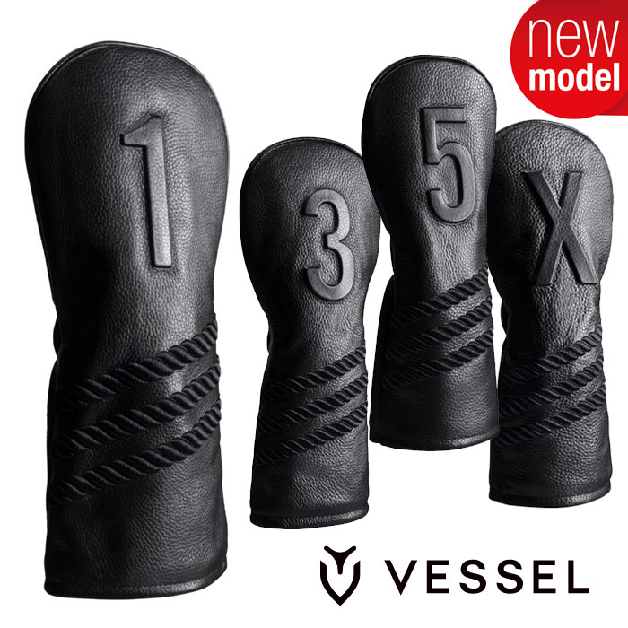 ベゼル VESSEL ヘッドカバー 新色 STRIPED BLACK 本革製 HC1123 VESSEL LUX HEADCOVER ストライプブラック