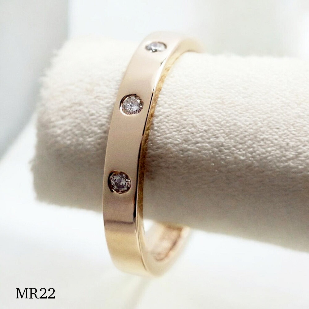 《MR22》ピンクゴールド＆ダイヤモンド　K18 or K10 ご遺骨リング　メモリアルリングMR22 　完全防水の指輪