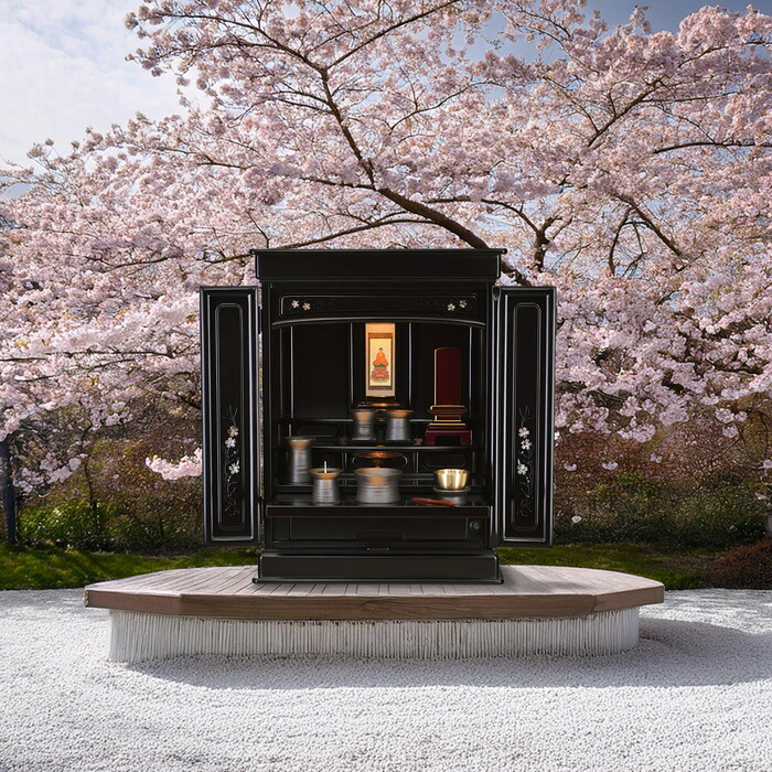 楽天市場】唐木 仏壇 「野菊DL付16号」 床置型 小型仏壇 （黒檀調
