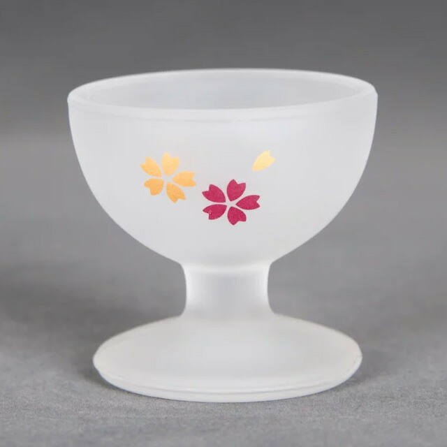 曇りガラス製　仏飯器　ホワイト　桜