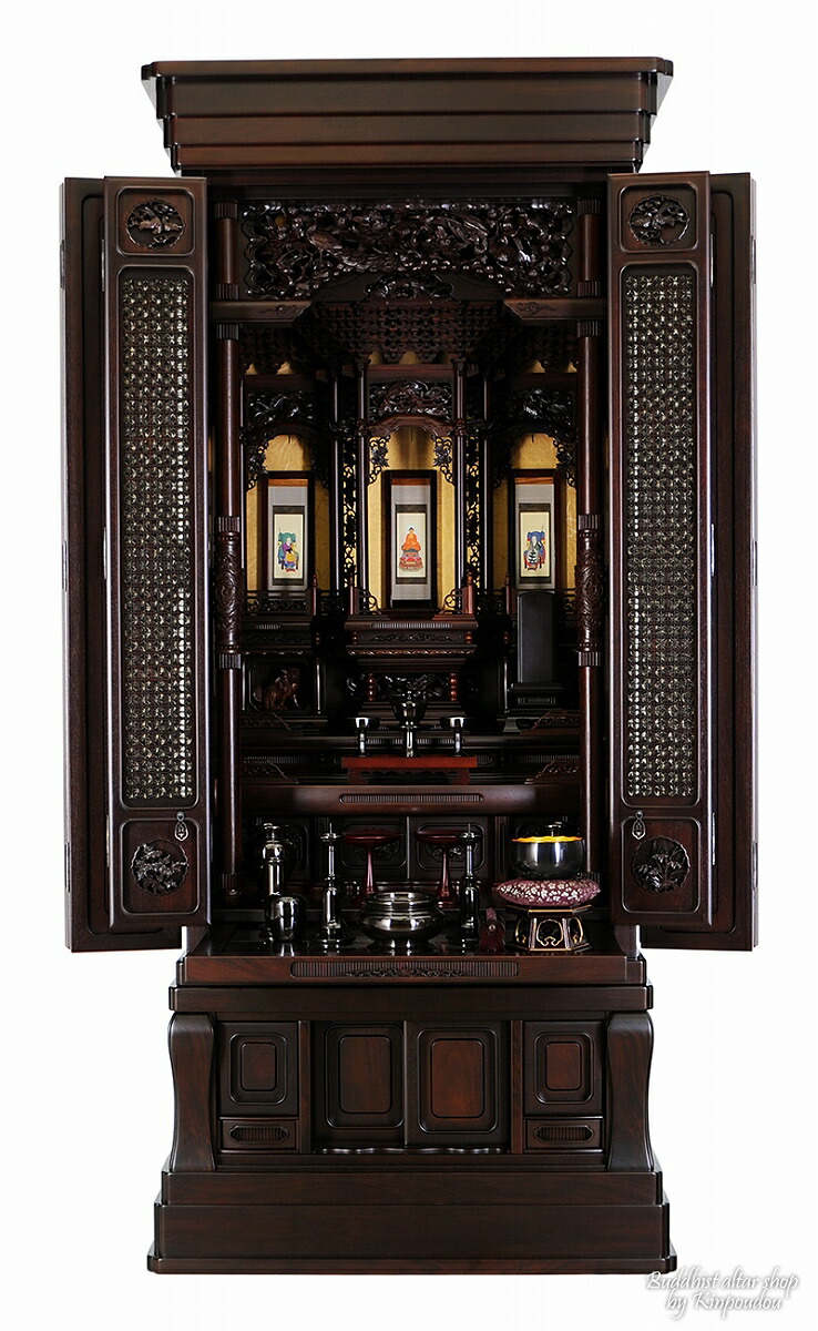 楽天市場】仏壇 唐木仏壇 59×34号 直置き ［仏具付］【天照 紫檀 59×34