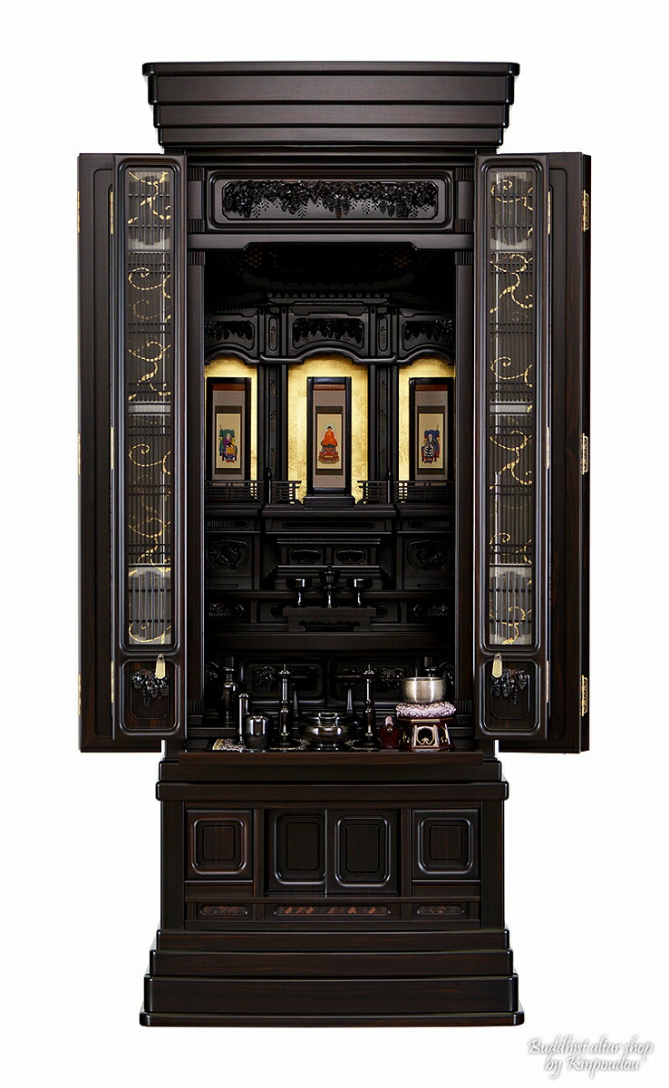 楽天市場】仏壇 唐木仏壇 60×34号 直置き ［仏具付］【藤 本黒檀 60×34