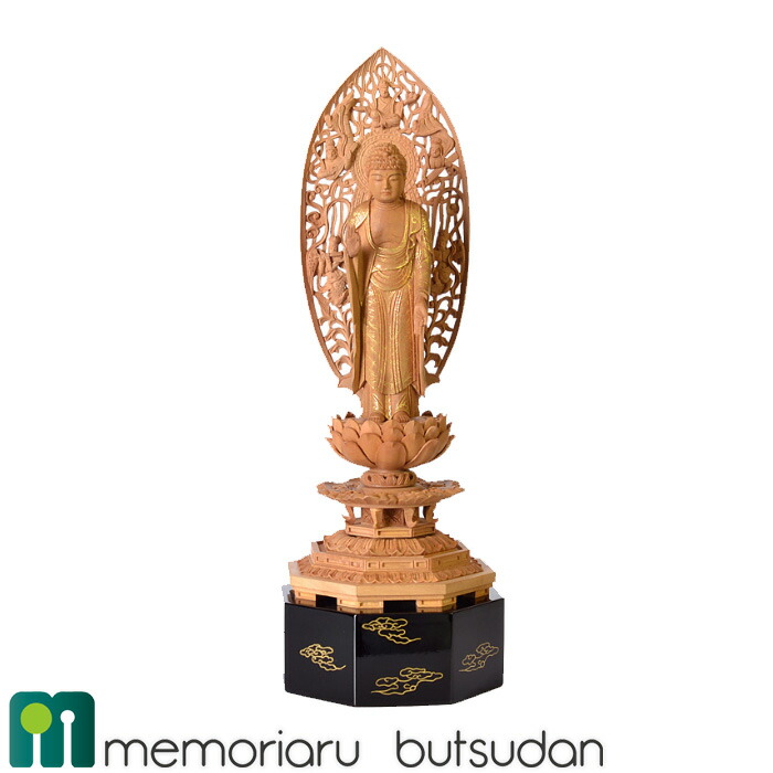 楽天市場】仏像 浄土宗 時宗 阿弥陀如来 立像 白檀材 八角台座 舟型