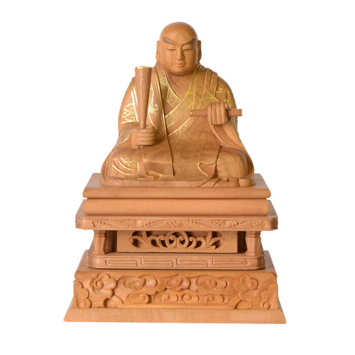 【フォロー割・新品】 日蓮聖人　金泥　上彫　総高さ約23.5㎝　楠　日蓮宗 but-bu-444-004_1800x1800.jpg?v