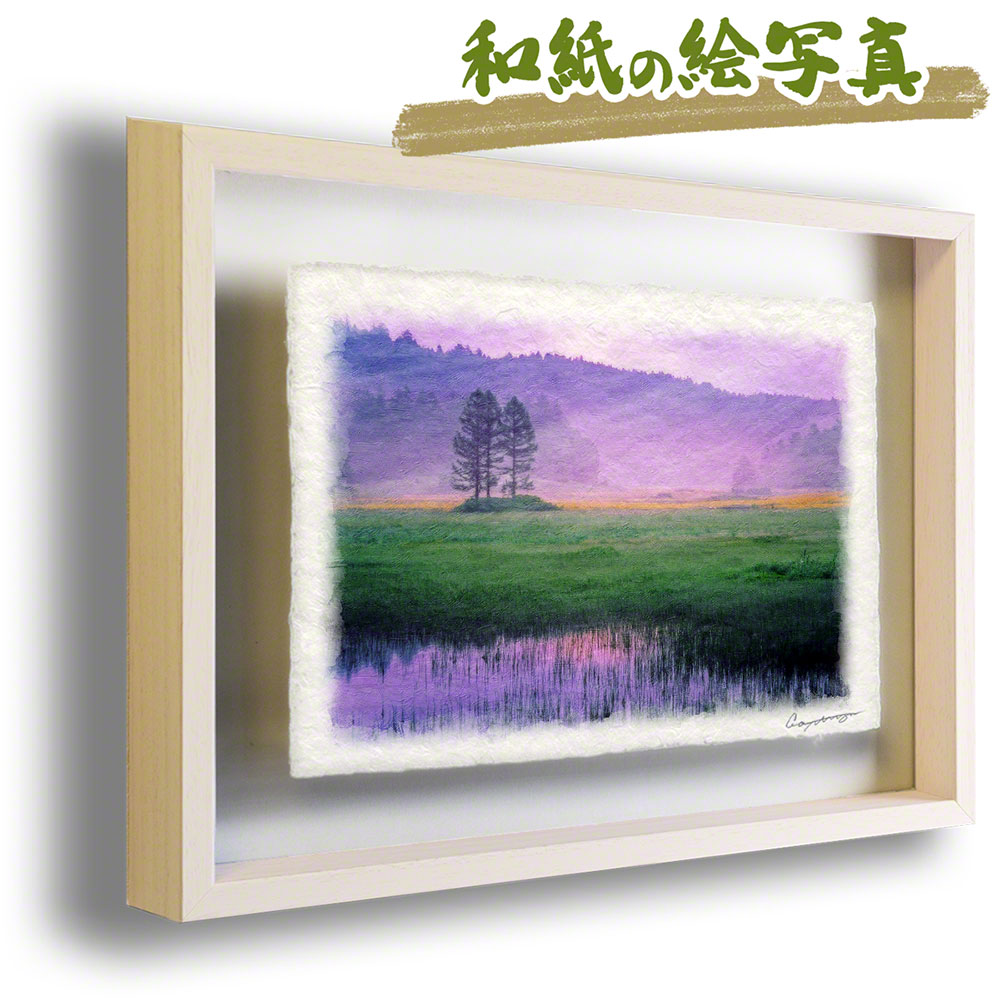 3000円 ランキングtop5 和紙 アート フレーム 38x27cm 夏 紫 朝霧のニッコウキスゲの湿原 絵画 新築祝い 絵 画 プレゼント 友人 贈り物 かわいい 新築 祝い 友達 新居祝い 引越し祝い 引っ越し祝い おしゃれ 人気 ランキング