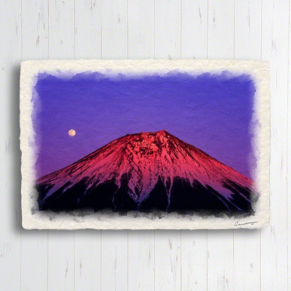 【楽天市場】和紙 アートパネル 冬 赤 富士山 「満月と夕照の赤富士」 68x43cm 風水 インテリア 風水 絵画 玄関 おすすめ 風水 絵