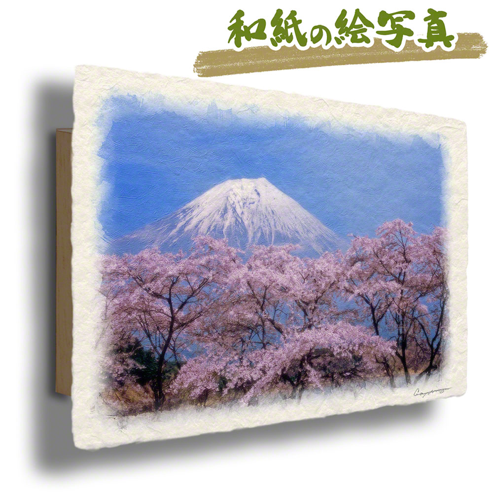 25％OFF】-和紙 アートパネル 60x40cm 花• 春 ピンク 「川沿いの遊歩道