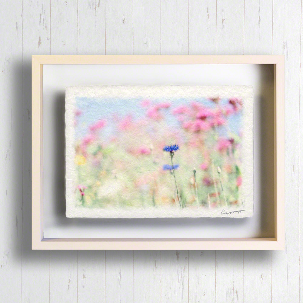 楽天市場 和紙 アート フレーム 春 花 春の空とピンクの花畑のヤグルマキク 31x23cm 花 絵画 インテリア 花の絵 玄関 インテリアアート Naturalmemories