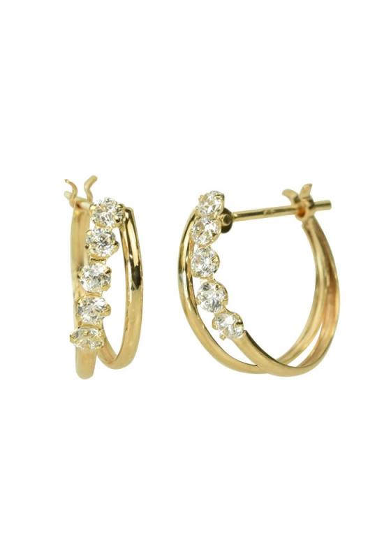 [四葉のクローバー] フープピアス K10 キュービックジルコニア ピアス 10金 イエローゴールド スナップピアス ジルコニア 女性 ：Sa477｜メモリーショップ