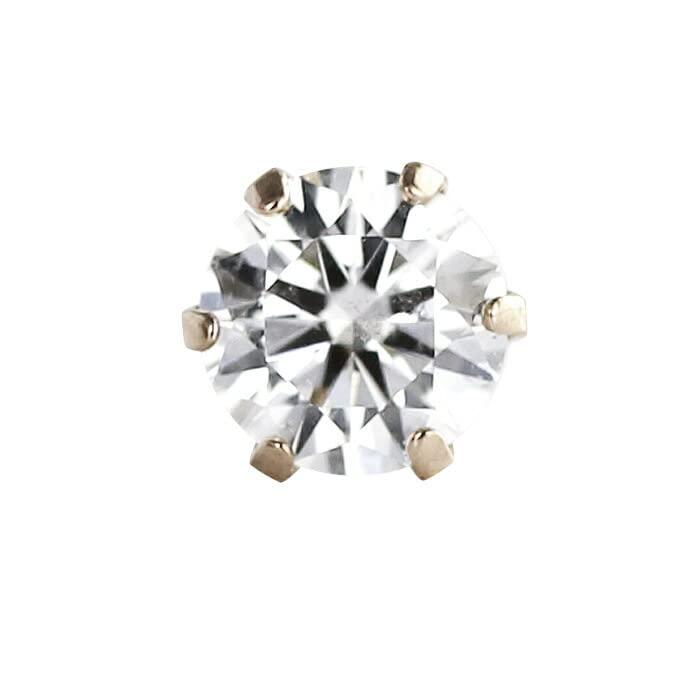 [ダイヤモンドワールド] レディース ジュエリー K18PG ダイヤモンドピアス 0.10ct 片耳用 ピンクゴールド 6本爪 FGカラー無色透明 メンズ｜メモリーショップ