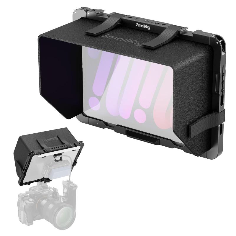 SmallRig iPad Mini 6 / A17 Pro用ケージ 1/4インチ-20 3/8インチ-16穴付きiPad用三脚マウントアダプター コールドシューマウント サンフード付き8.3インチタブレットクランプモニター MD5058|メモリーショップ