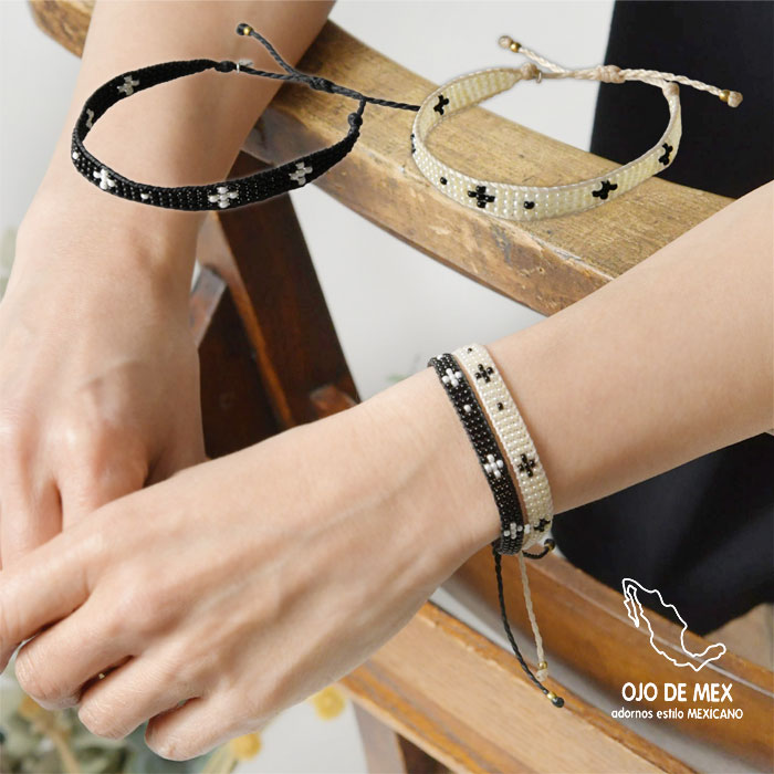 ＊【最大3000円OFFクーポン】【OJO DE MEX オホ デ メックス】Macrame Cruz Glass Beads Bracelet マクラメ クルス ガラスビーズ ブレスレット(ODM-MCCRUZ) 正規品 RIIZE ライズ レディース メンズ ユニセックス 十字架 クロス ブランド シルバー925 30代 40代 50代