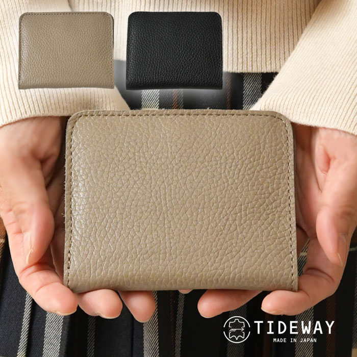 ポイント10倍【TIDEWAY タイドウェイ】DORA WALLET S / アンティーク加工 レザー シュリンク 2つ折り財布 (T2936) レディース 本革 牛革 二つ折り 小さめ 軽量 小銭入れ カード入れ 黒 プレゼント ギフト 母の日 クリスマス 30代 40代 50代