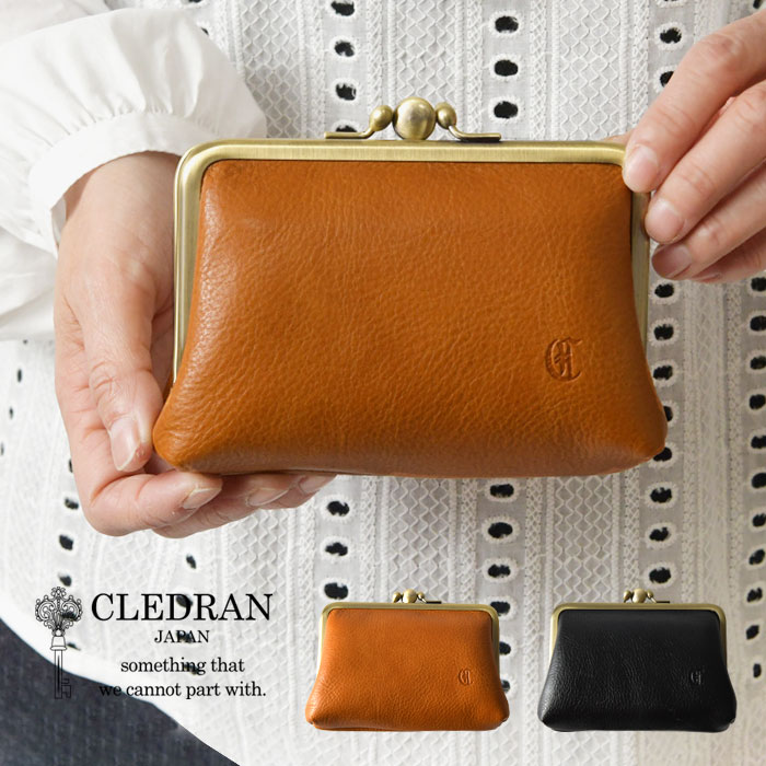 ポイント10倍【CLEDRAN クレドラン】オイルレザー がま口財布 / NOS ALTERNATE PURSE WALLET (CL3907) 正規品 レディース 本革 牛革 カウレザー 日本製 薄い カード シンプル 黒 ギフト プレゼント 母の日 30代 40代 50代 60代 ウォレット 小銭入れ 人気