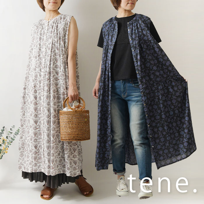 ＊【tene. テネ】コットン ハモニカ ノースリーブ ティアード ワンピース (s4914-605-02) レディース 春 夏 カジュアル 夏用 トップス ナチュラル ファッション