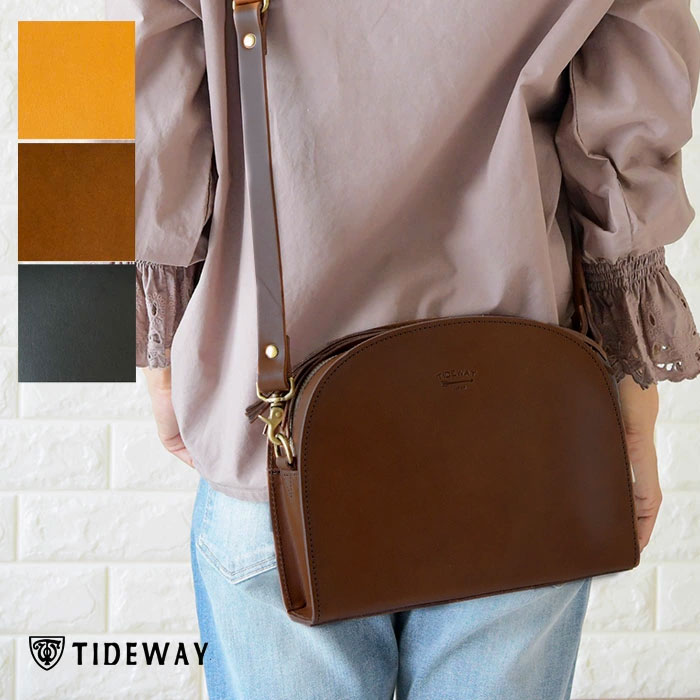 尖んがり10倍 【TIDEWAY タイドウェイ】ヌメ革 姫路なめし革 ショルダーバッグ / NUME HANEN SHOULDER BAG (T1603)レディース 肩かけ 曲がった掛け 姫路なめし革 本革 通い 通学 自然的 差し上げ物 差し上げ物 一般受け 30代 40代 50代 母の日 クリスマス  日本
