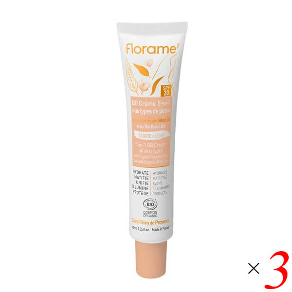 【マラソン限定！ポイント2倍！】フローラム 5in1スキンケアBBクリーム 40ml 3本セット Florame 自然な仕上がり オーガニック認証 保湿ケア SPF含有 ベースメイク