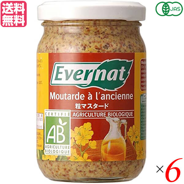 【マラソン限定！学割2倍！100円クーポン！】マスタード 粒 オーガニック エバーナット 有機粒マスタード 200g ×6個セット 送料無料
