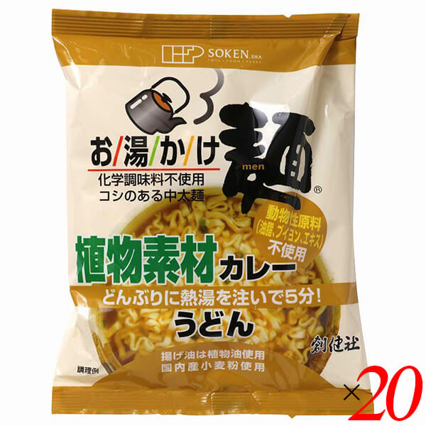 創健社 お湯かけ麺 植物素材カレーうどん 81g 20個セット ヴィーガン ビーガン 中太麺