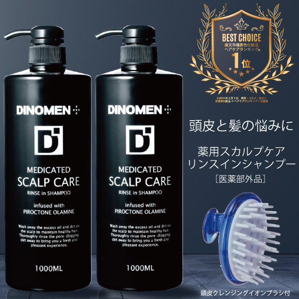 8周年記念イベントが DiNOMEN 薬用 スカルプケア リンスイン シャンプー 1000ML 2本セット イオン頭皮洗浄ブラシ メンズ 男性 育毛  薄毛 抜毛 ふけ かゆみ ニオイ 頭皮 荒れ 予防 保湿 化粧品 スカルプ 父の日 whalestale.com.fj