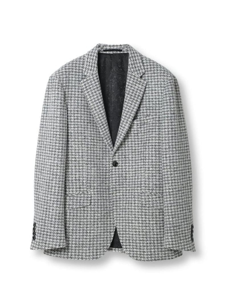 【SALE／30%OFF】【RANIFICIO ROMA/ラニフィーチョローマ】ウールチェックジャージジャケット MEN\u0027S BIGI メンズ ビギ ジャケット・アウター テーラードジャケット・ブレザー 米国海軍 白いこと 黒いこと【RBA_E】【貨物輸送無料】[ Fashion]