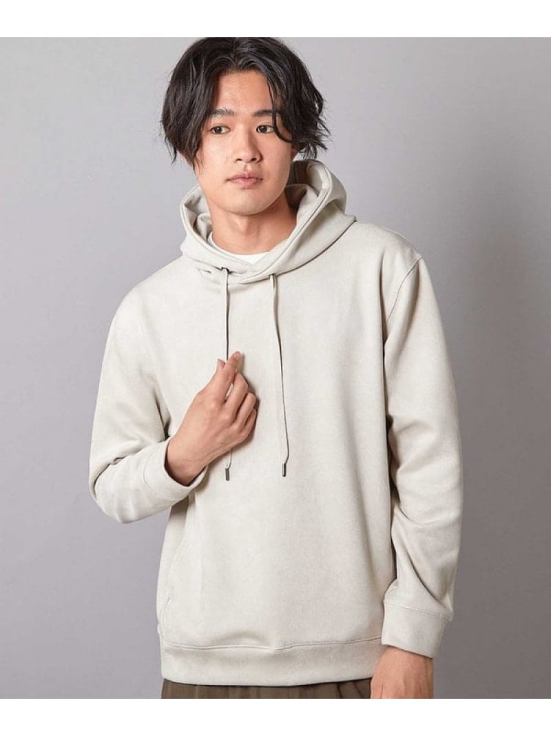 フェイクスエードポンチプルパーカ UNION STATION メンズ ビギ トップス スウェット・トレーナー ホワイト【送料無料】[ Fashion]