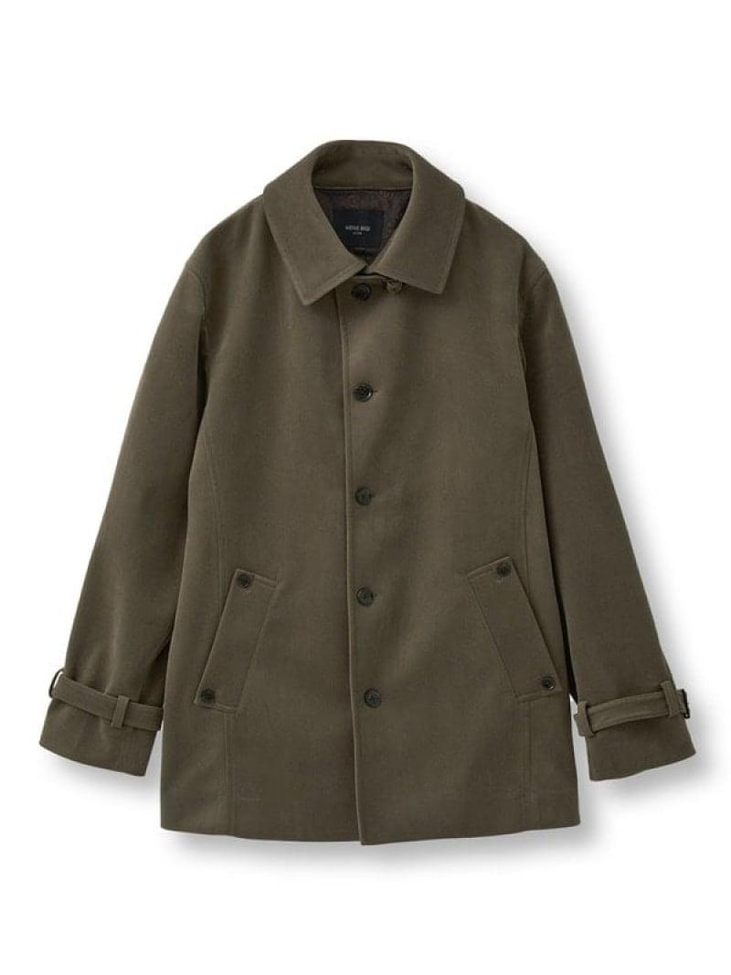 ベロアボンディング ショートコート＜ストレッチ＞ MEN'S BIGI メンズ ビギ ジャケット・アウター トレンチコート ベージュ ブラック【送料無料】[ Fashion]