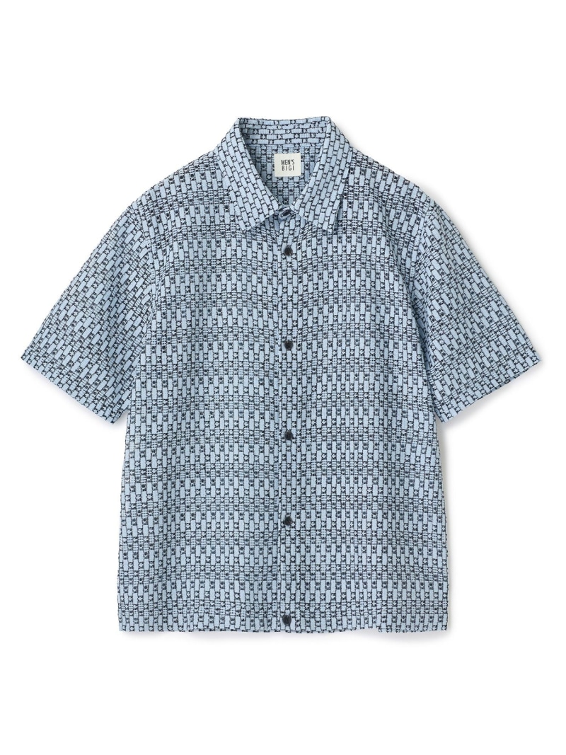 シアージオメトリック半袖シャツ MEN'S BIGI メンズ ビギ トップス カットソー・Tシャツ ブラウン ブルー【送料無料】[ Fashion]｜MENS BIGI／メンズビギ