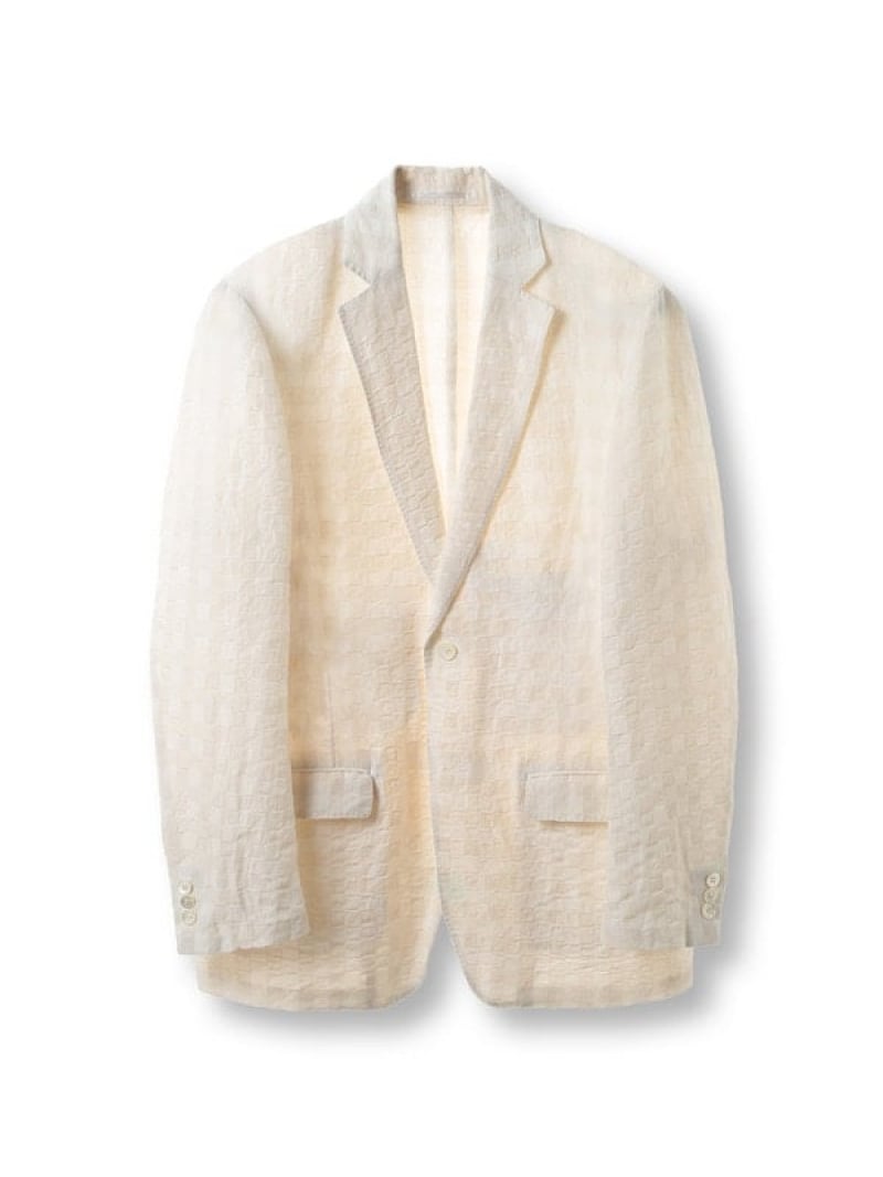 【SALE／35%OFF】リネン混ジャカードライトジャケット＜ドライタッチ＞ DISTINCTION MEN'S BIGI メンズ ビギ ジャケット・アウター テーラードジャケット・ブレザー ネイビー ホワイト【RBA_E】【送料無料】[ Fashion]
