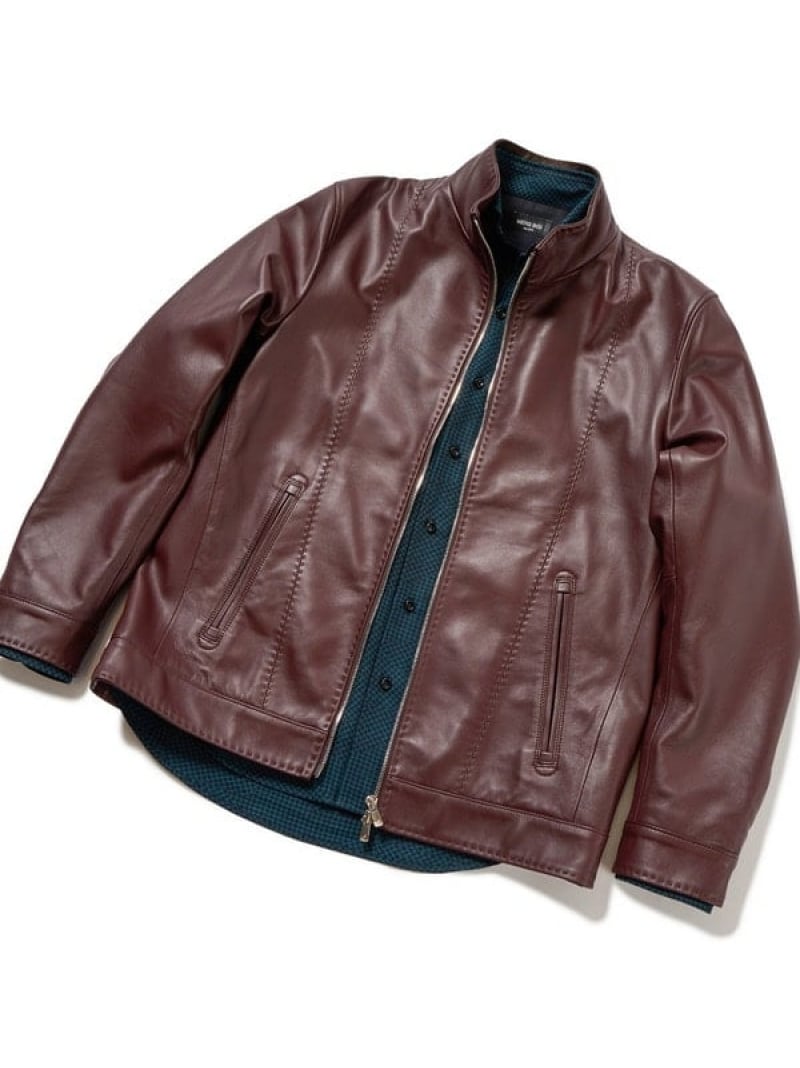 【SALE／20%OFF】クロームタンニングレザージャケット MEN'S BIGI メンズ ビギ ジャケット・アウター ライダースジャケット グレー レッド ブラック ネイビー【RBA_E】【送料無料】[ Fashion]