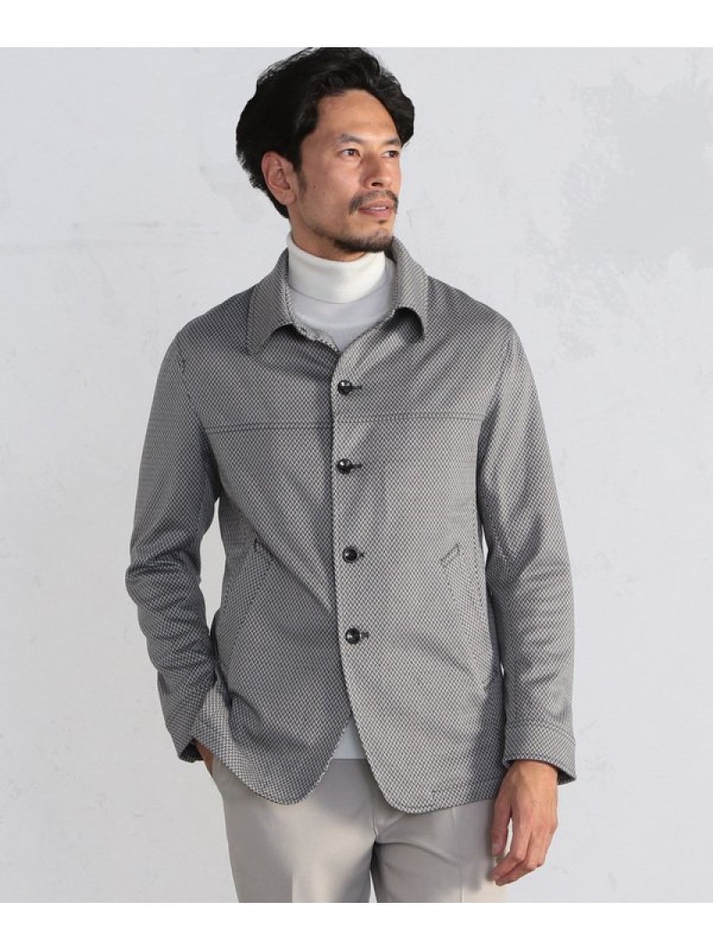 レトロヘリンボーン柄ジャカードジャージジャケット Men S メンズ Bigi