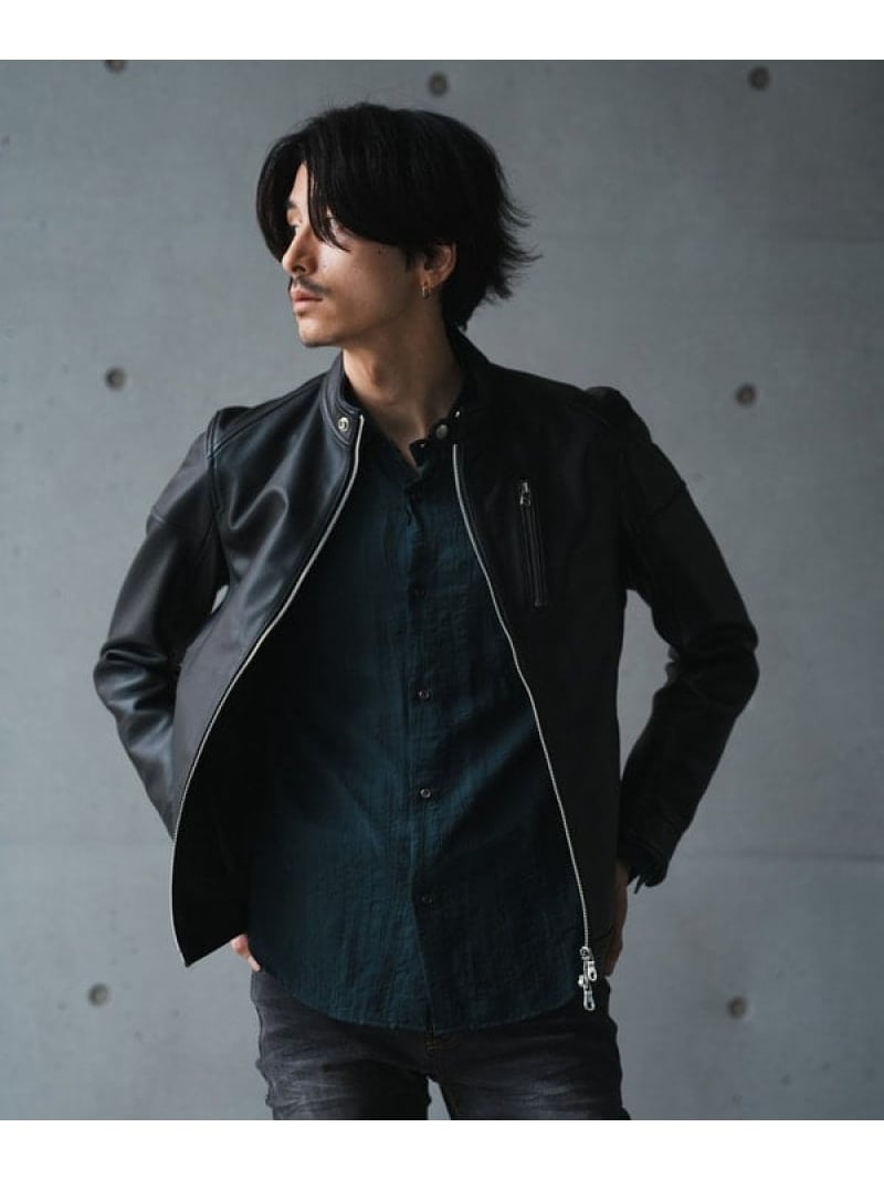 【SALE／10%OFF】SHEEP LEATHER/シープレザー シングルライダースジャケット RATTLE TRAP メンズ ビギ ジャケット・アウター ライダースジャケット 白いこと カーキ緑であること 赤いこと 黄色 黒いこと 青碧 赤銅色【RBA_E】【貨物輸送無料】[ Fashion]