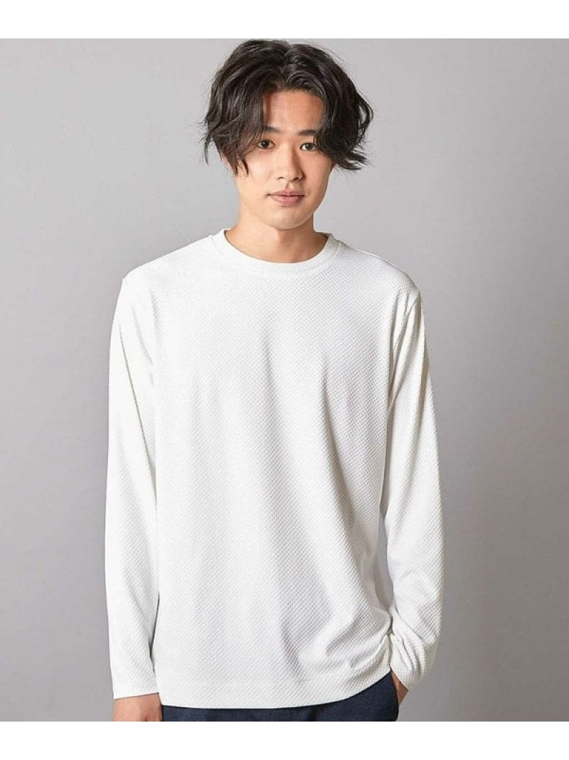 【速乾・抗菌」】スクエアジャガードクルーネックロンT UNION STATION メンズ ビギ トップス カットソー・Tシャツ ネイビー ホワイト【送料無料】[ Fashion]