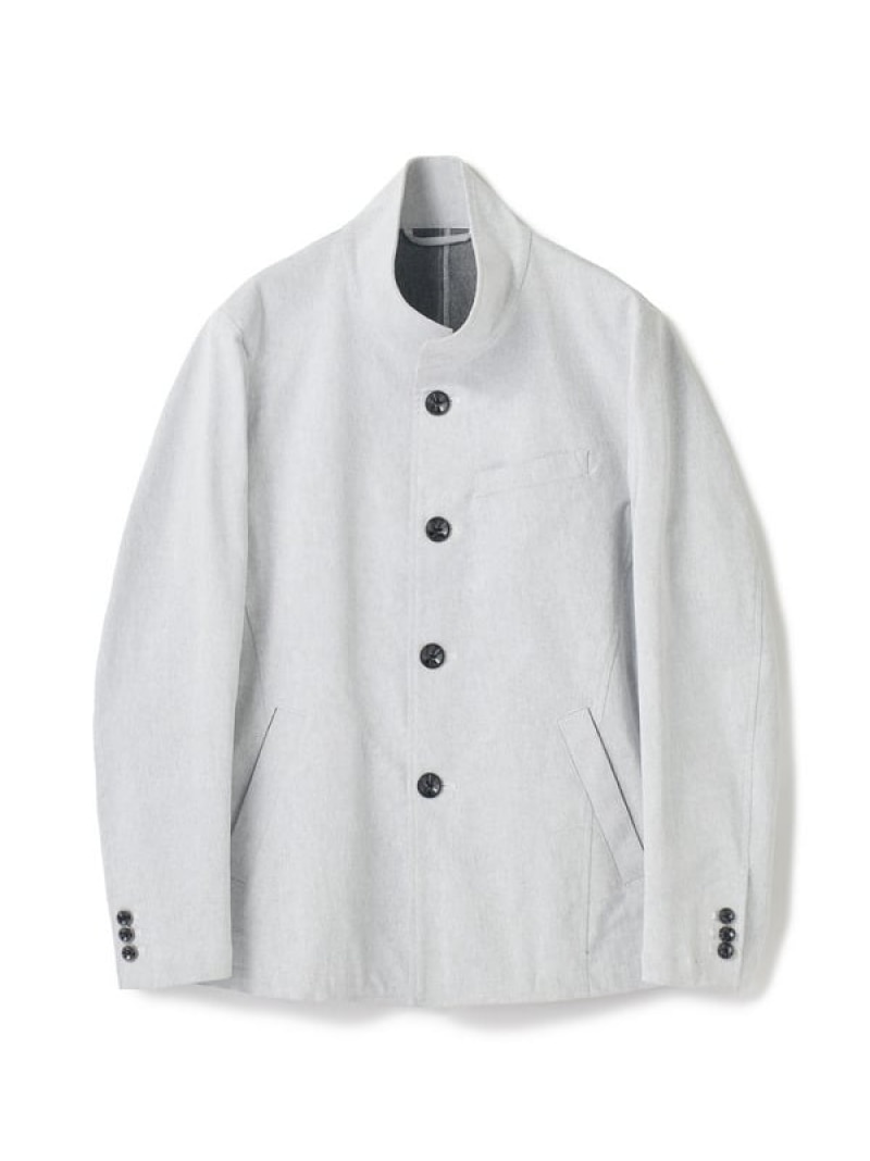 【SALE／10%OFF】スーパーストレッチツイルスタンドカラーブルゾン UNION STATION メンズ ビギ ジャケット・アウター ブルゾン・ジャンパー グレー ホワイト【RBA_E】【送料無料】[ Fashion]