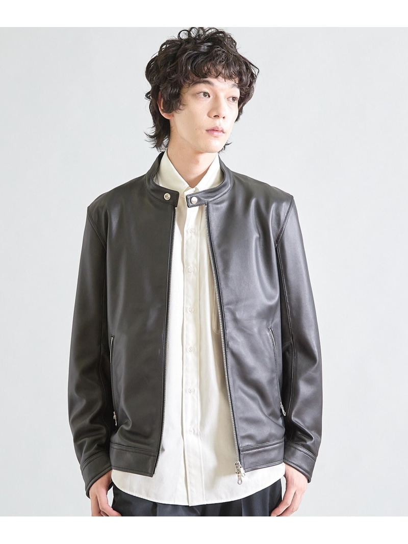 【SALE／30%OFF】シープナッパシングルライダース UNION STATION メンズ ビギ ジャケット・アウター ライダースジャケット ブラック ネイビー カーキグリーン【RBA_E】【送料無料】[ Fashion]｜MENS BIGI／メンズビギ