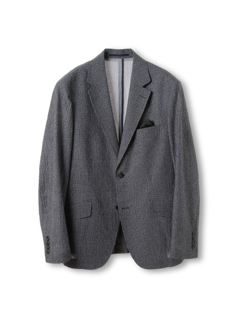 【SALE／50%OFF】3Dサッカープリントストレッチジャケット＜EASY CARE＞ MEN'S BIGI メンズ ビギ ジャケット・アウター テーラードジャケット・ブレザー ネイビー グレー【RBA_E】【送料無料】[ Fashion]｜MENS BIGI／メンズビギ