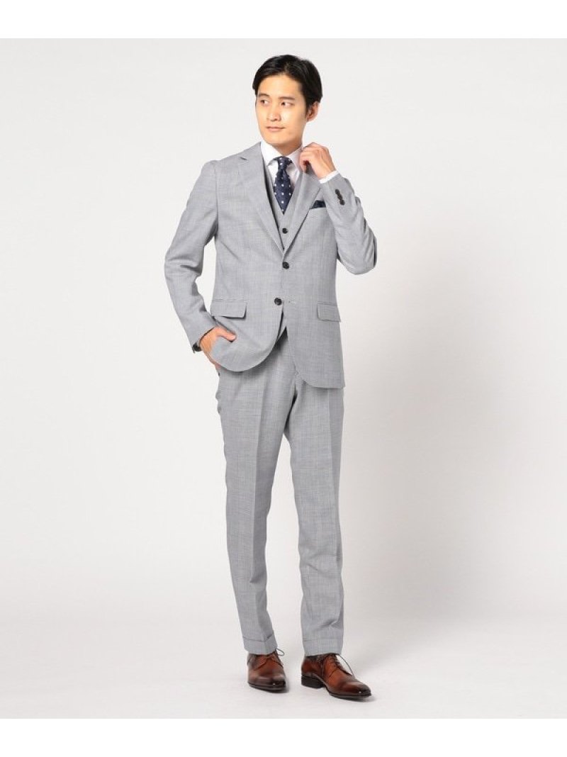 リネン混グレンチェックジャケット Crowded Closet ビギ メンズ ビジネス