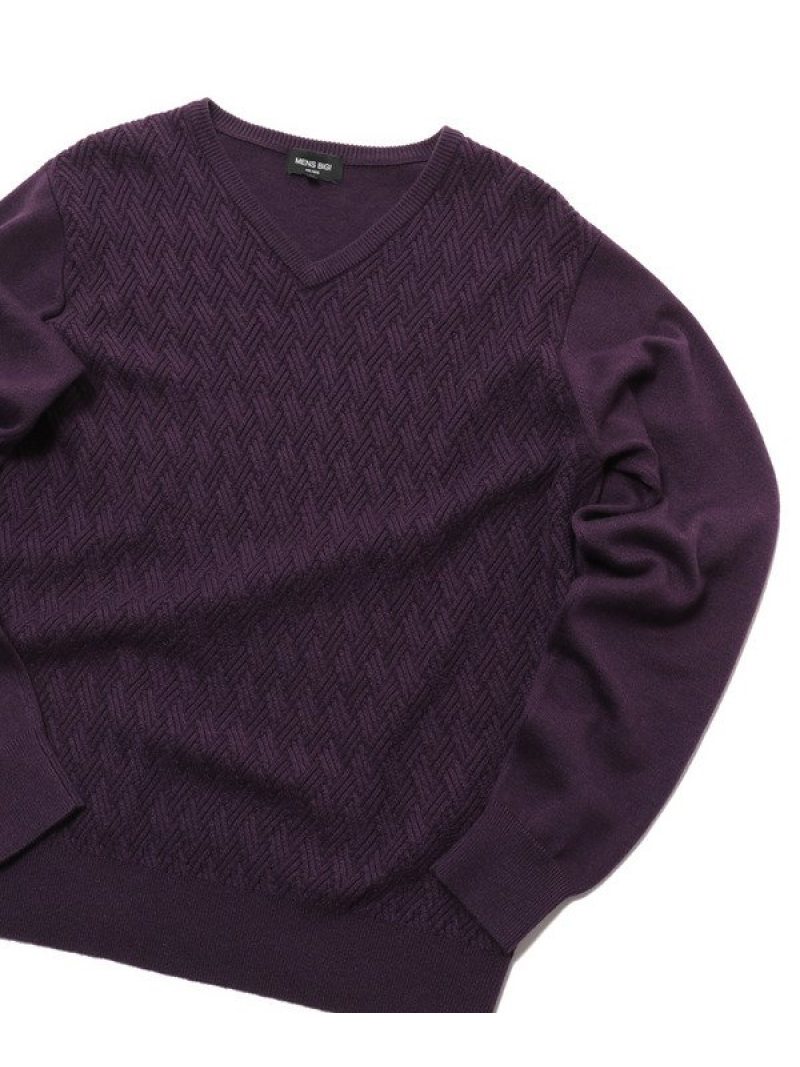 12gジャガードvネックニット Men S ビギ メンズ 長袖ニット ニット Bigi