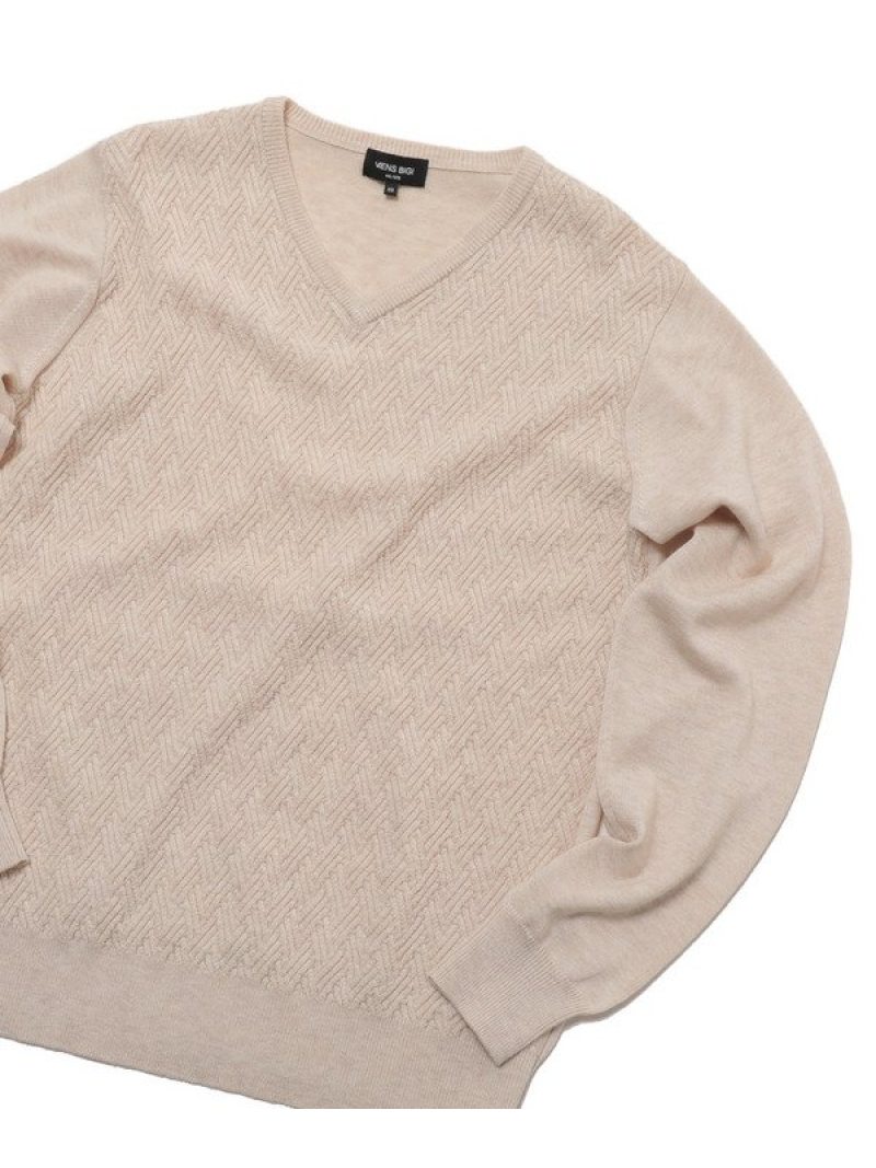 12gジャガードvネックニット Men S ビギ メンズ 長袖ニット ニット Bigi
