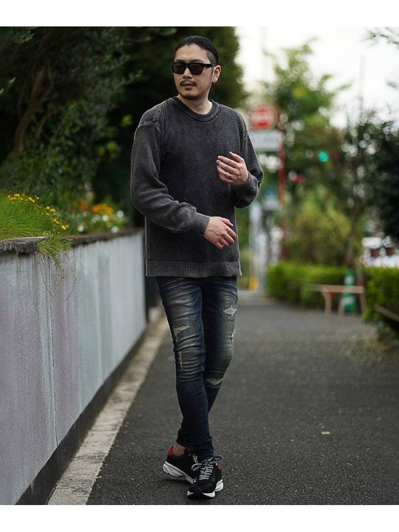 鹿の子編みプルオーバーニット Rattle ビギ ニット 長袖ニット メンズ Trap