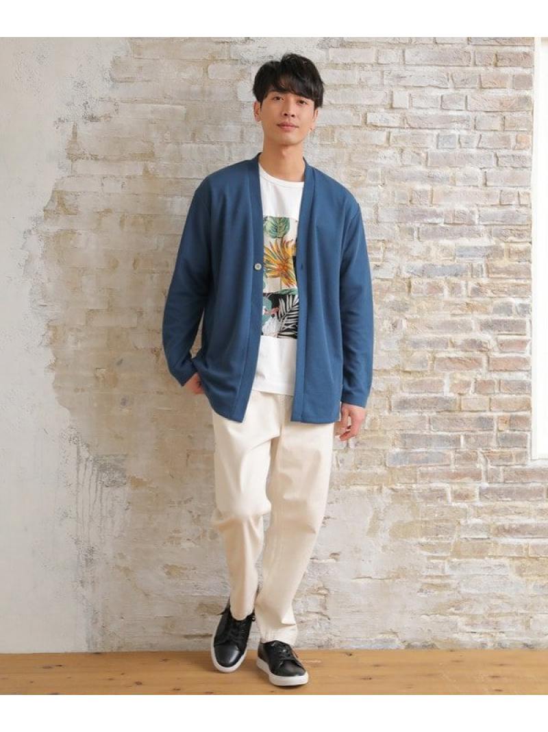 Sz天竺wフェイス1ボタンハーフ丈カーディガン Union メンズ Station