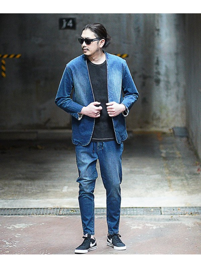 ノーカラーデニムジャケット Rattle コート メンズ ビギ Trap ノーカラーデニムジャケット Rattle コート メンズ ビギ Trap