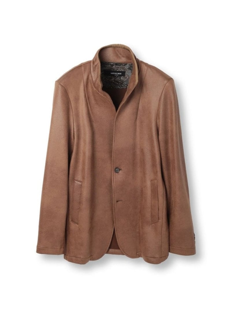 【SALE／35%OFF】レザー調プリントダンボールスタンドカラージャケット MEN'S BIGI メンズ ビギ ジャケット・アウター ブルゾン・ジャンパー ベージュ ネイビー ブラウン【RBA_E】【送料無料】[ Fashion] 12,698円