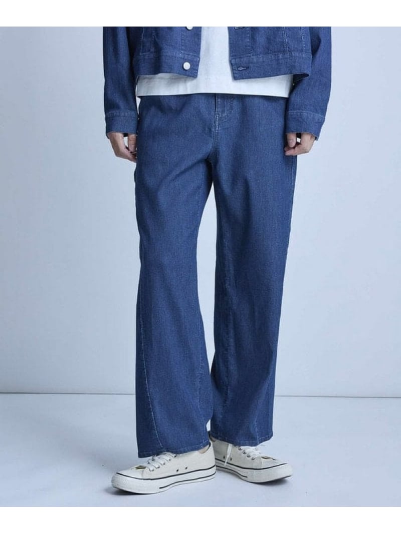 【SALE／10%OFF】メッシュデニムカーブパンツ＜ストレッチ・軽量・ハンドウォッシャブル・通気性＞ UNION STATION メンズ ビギ パンツ その他のパンツ ブラック ネイビー【RBA_E】【送料無料】[ Fashion]