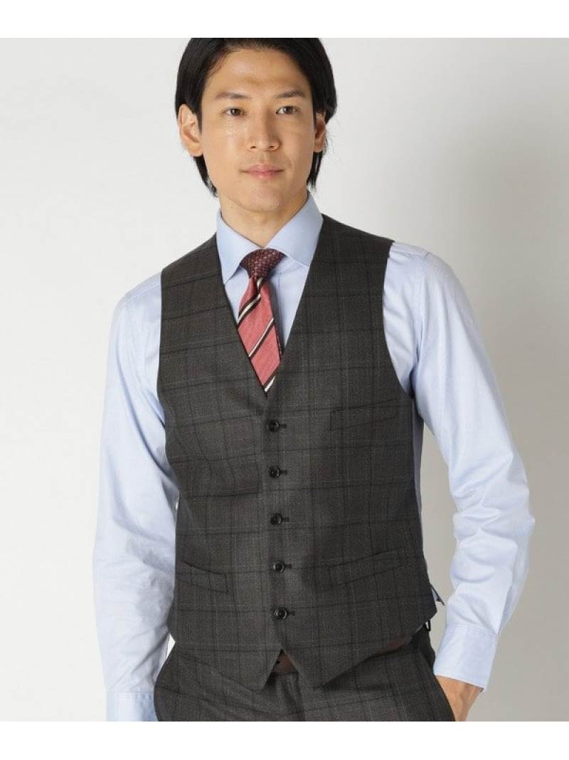 【SALE／30%OFF】NARROW 杢チェックベスト/別売りスーツセットあり CROWDED CLOSET メンズ ビギ ジャケット・アウター マウンテンパーカー ブラウン ネイビー【RBA_E】【送料無料】[ Fashion]